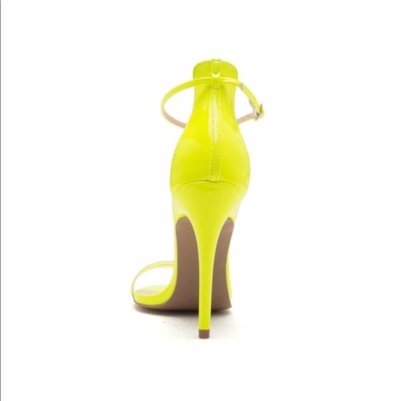 Neon Yellow Patent Sandals with Ankle Strap - Picture 2 of 4